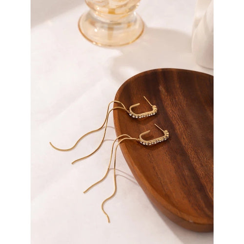 Crystal Link Tassel Dangle Earring