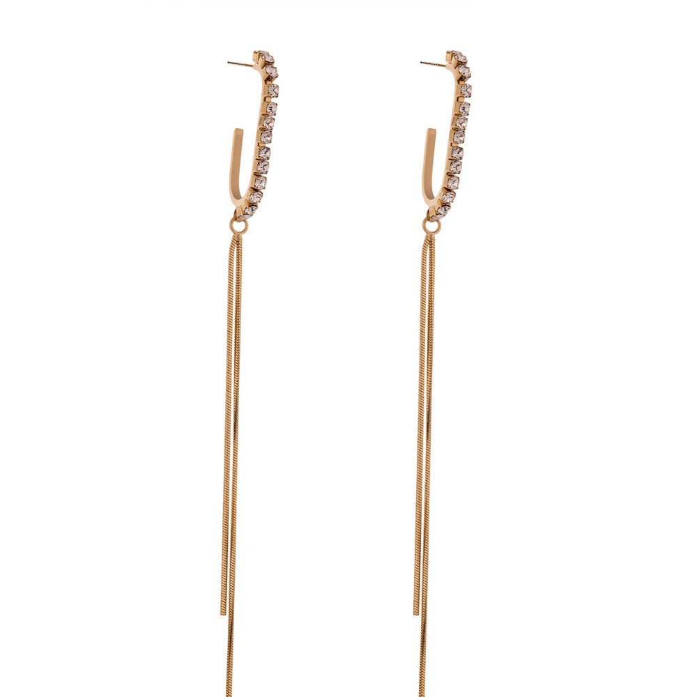 Crystal Link Tassel Dangle Earring