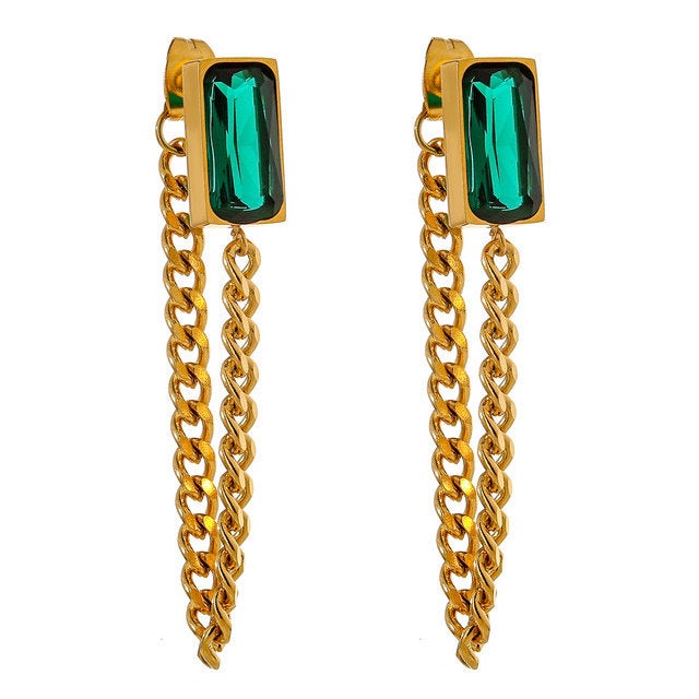 Green Emerald Gemstone Earring