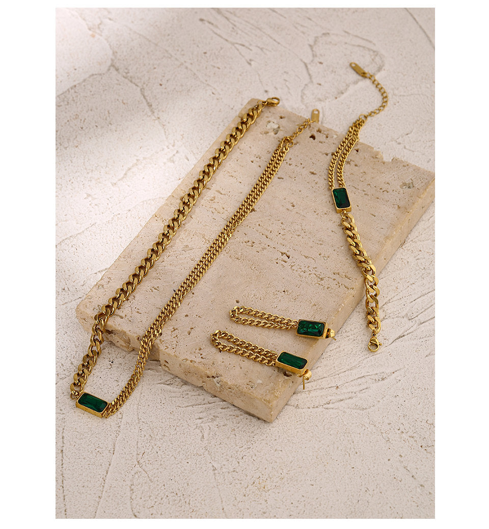 Green Emerald Gemstone Earring