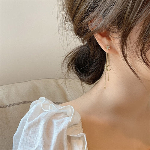 Shooting Star Moon Crystal Earring
