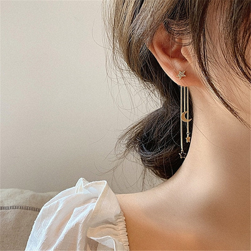 Shooting Star Moon Crystal Earring