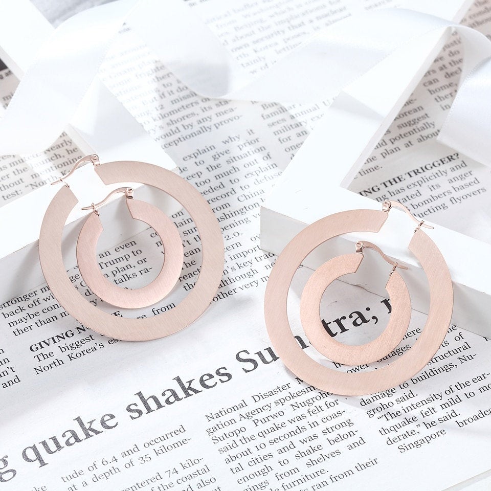 Flat Hoop Silver Earring