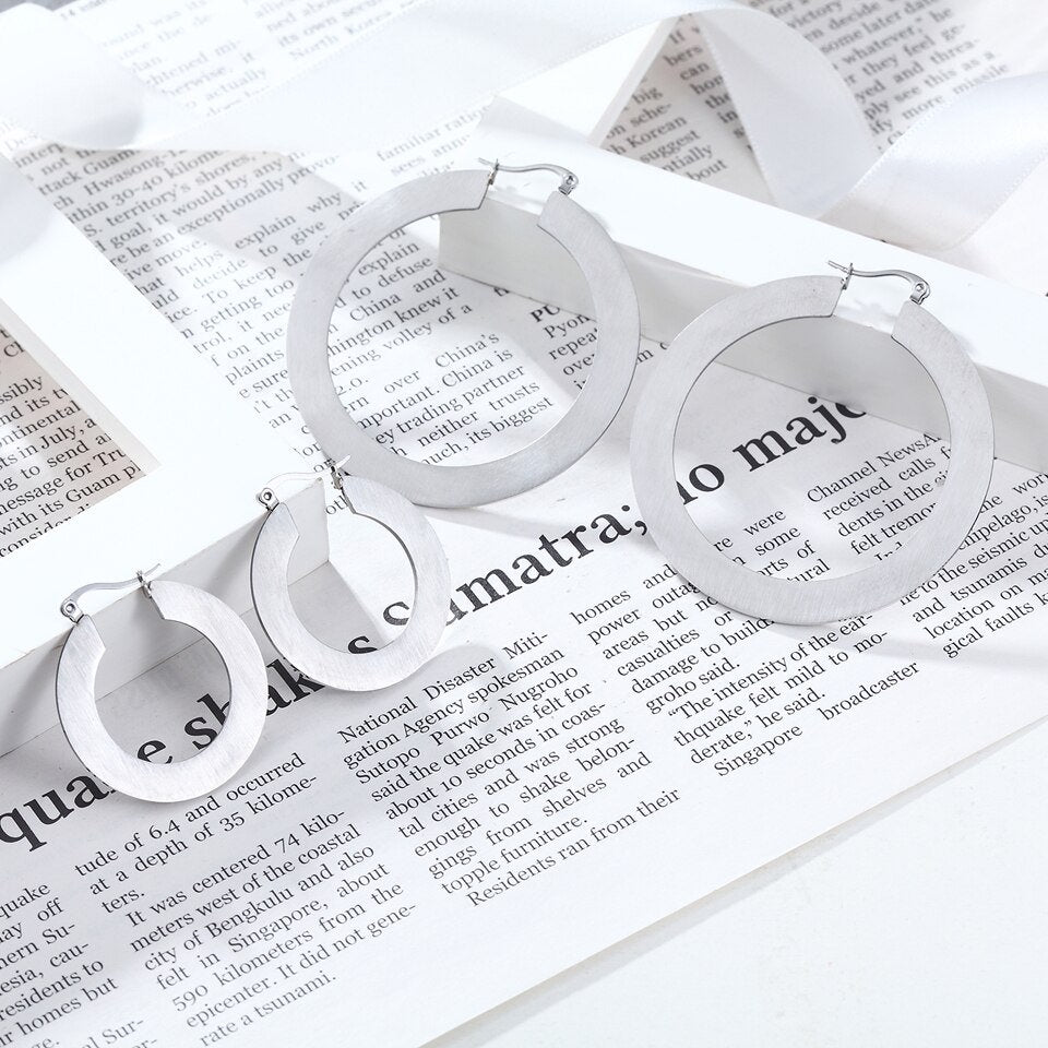 Flat Hoop Silver Earring