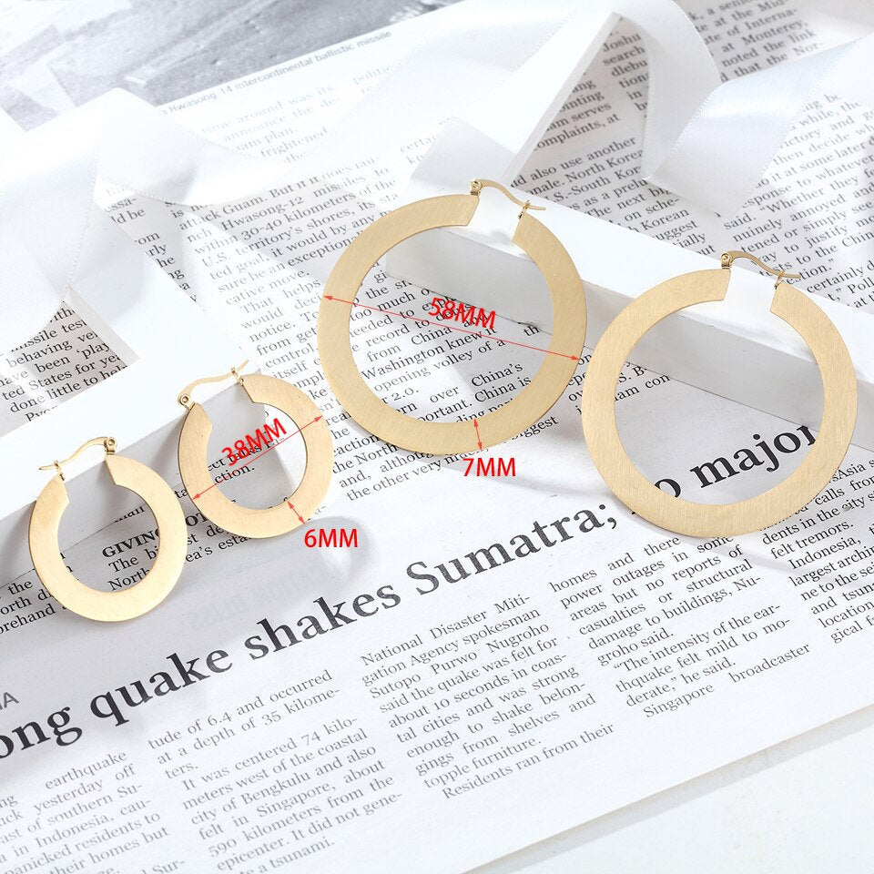 Flat Hoop Silver Earring