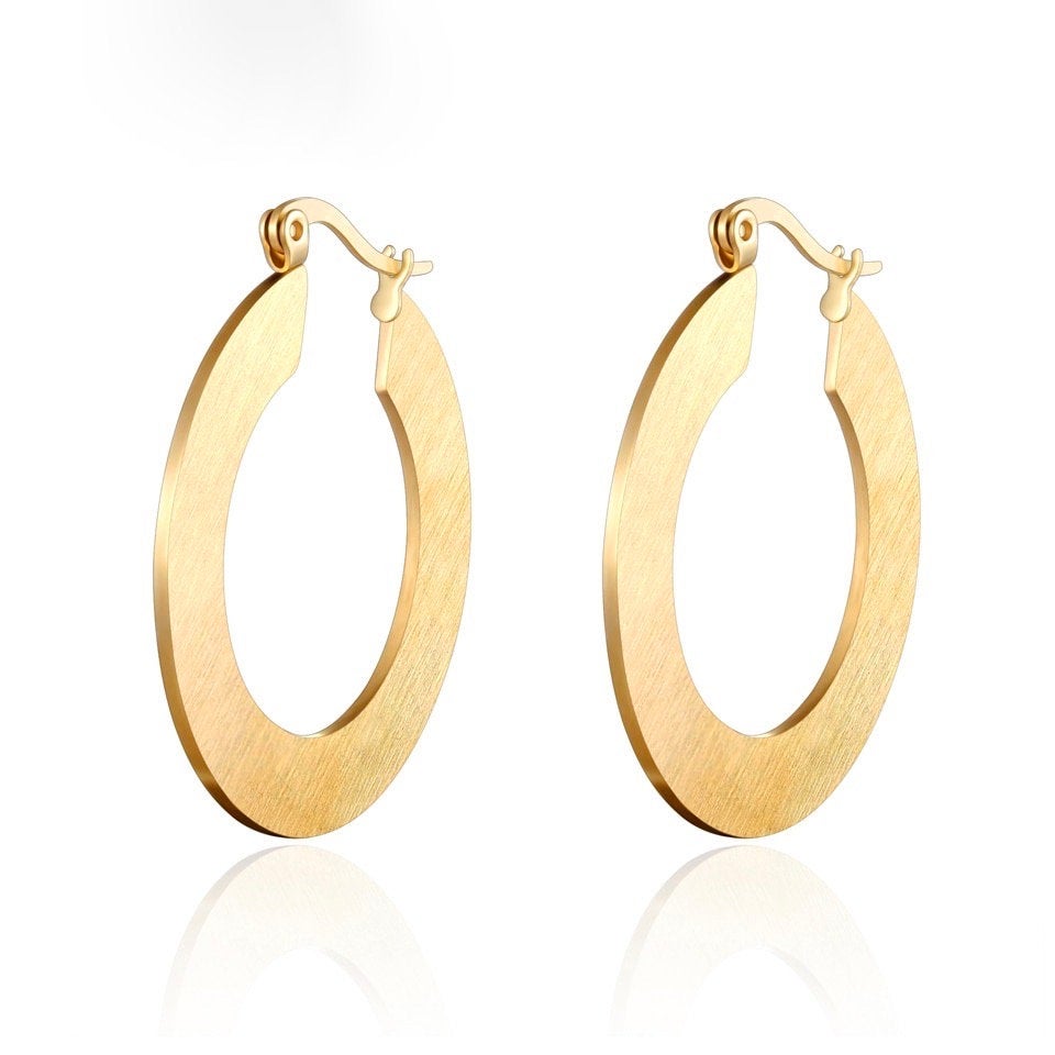 Flat Hoop Silver Earring