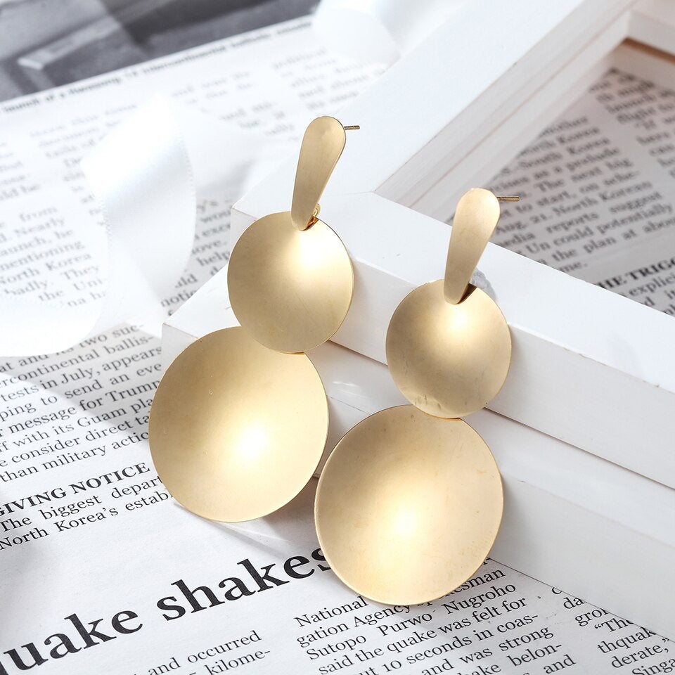 Statement Large Disc Metal Earring