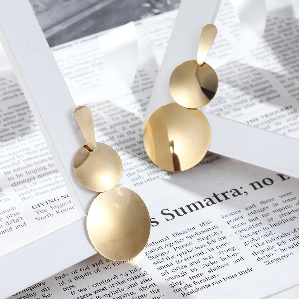 Statement Large Disc Metal Earring