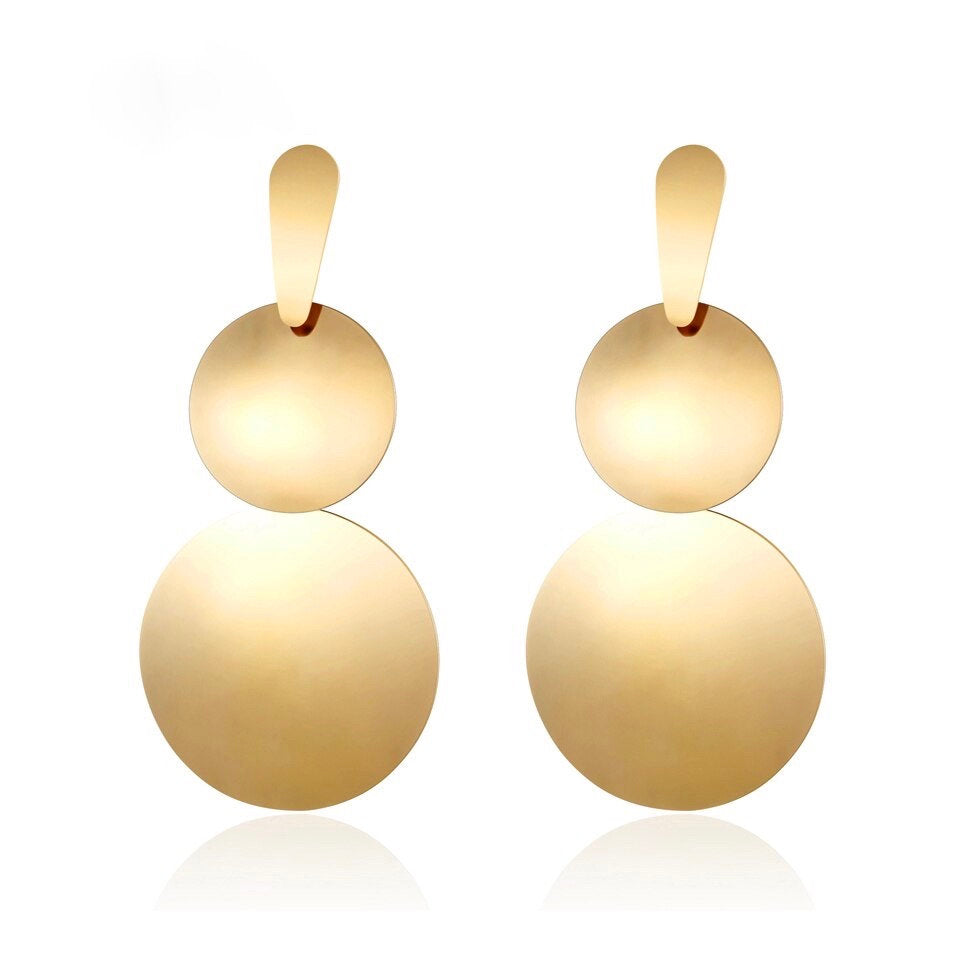 Statement Large Disc Metal Earring