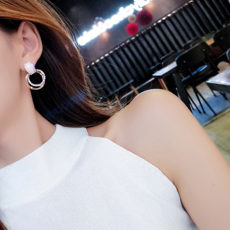 Crystal Pink Hoop Earring