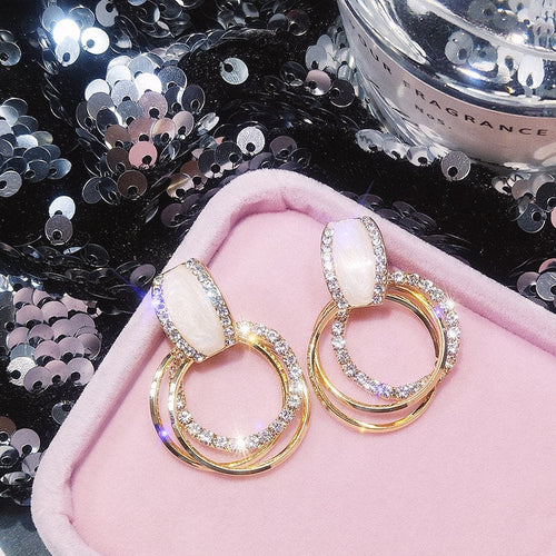 Crystal Pink Hoop Earring