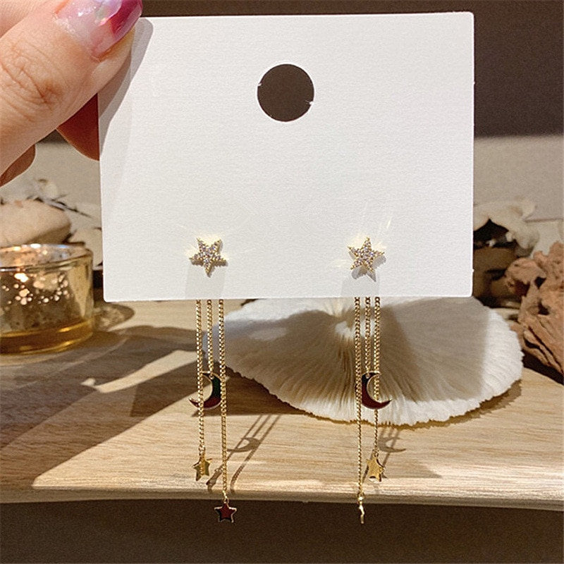 Shooting Star Moon Crystal Earring