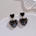 Black Crystal Heart Dangle Earring