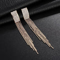 Crystal Rectangle Tassel Dangle Earring