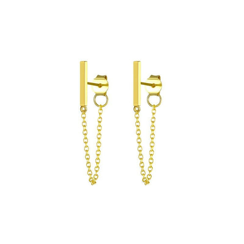 Minimalist Bar Chain Cuff Earring