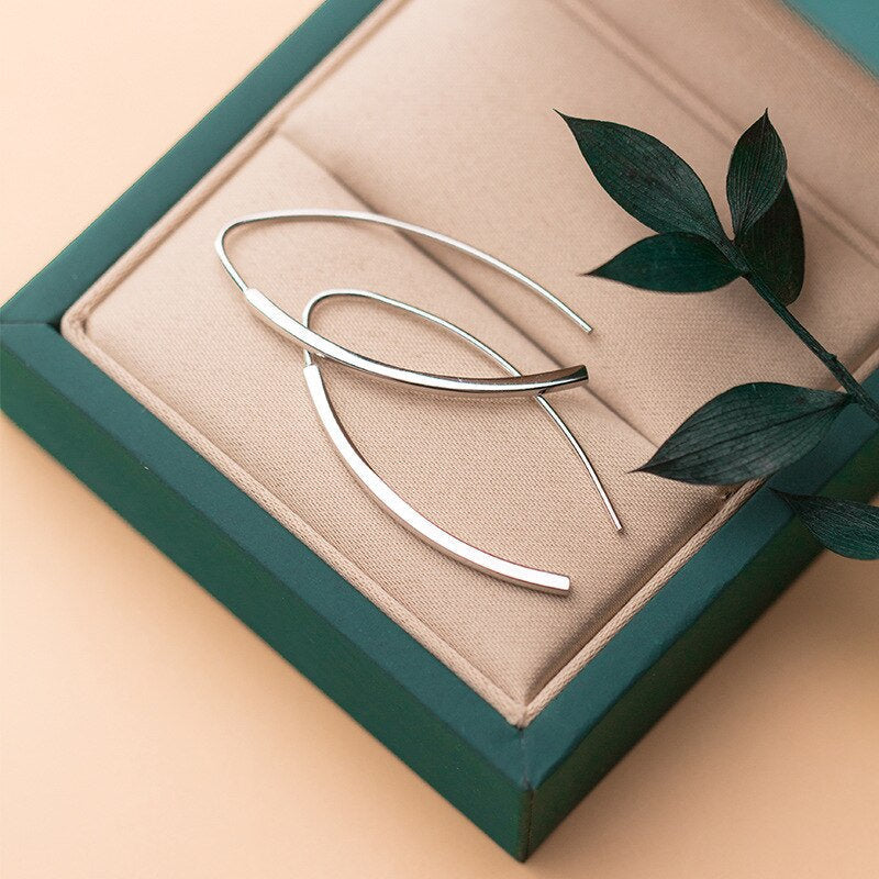 Sleek Bar Threader Hoop Earring