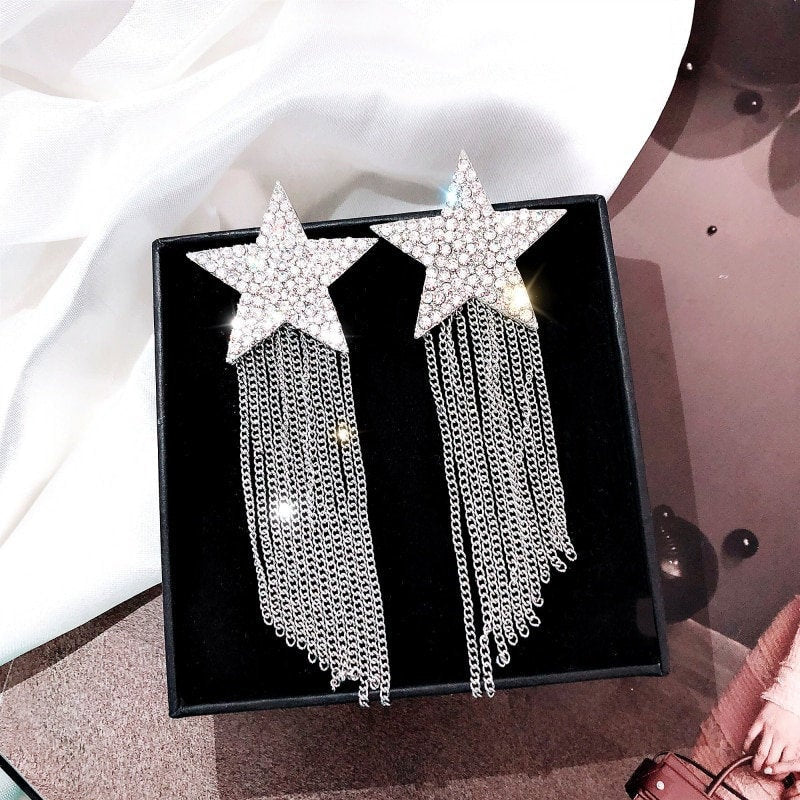 Shiny Star Crystal Dangle Earring