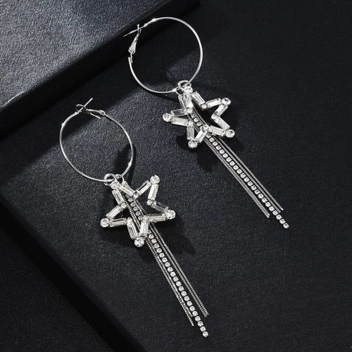 Shining Star Tassel Hoop Earring