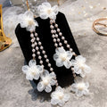 Satin Flower Pearl Earring
