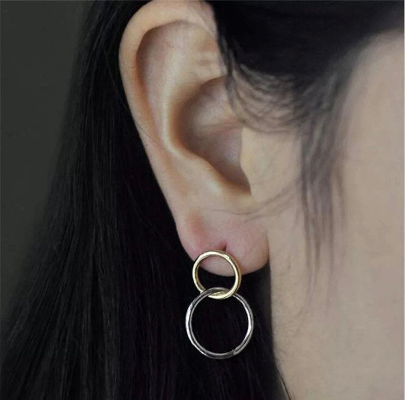 Small Double Circle Stud Earring
