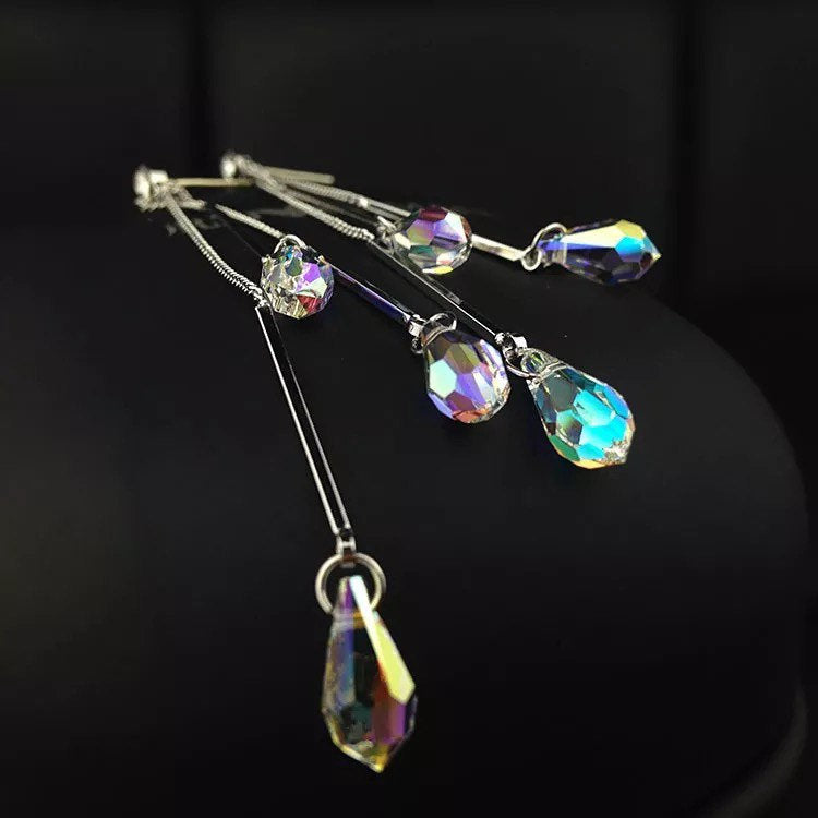Crystal Teardrop Tassel Earring