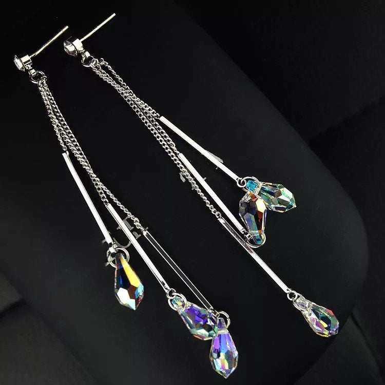 Crystal Teardrop Tassel Earring