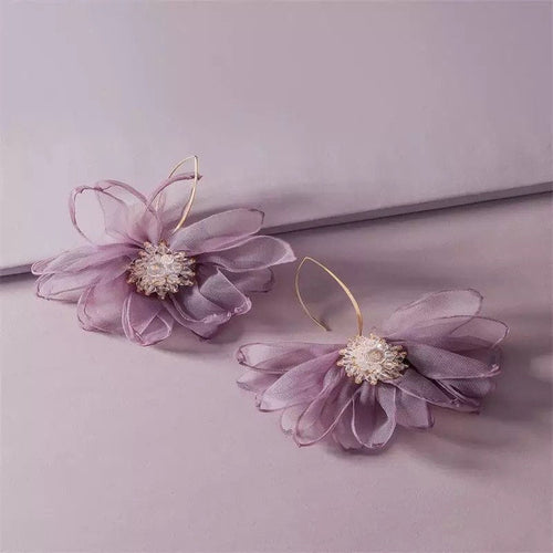 Large Beaded Flower Hook Earring
