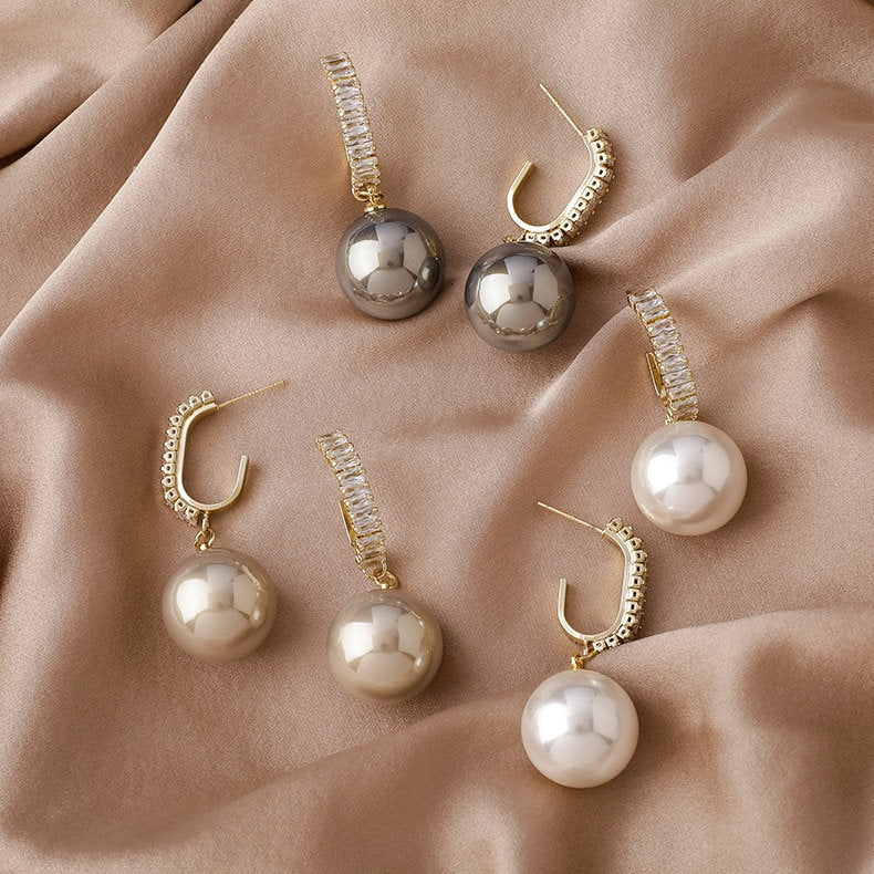 Baguette Paved Crystal Pearl Earring