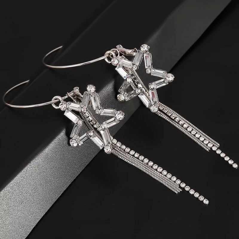 Shining Star Tassel Hoop Earring