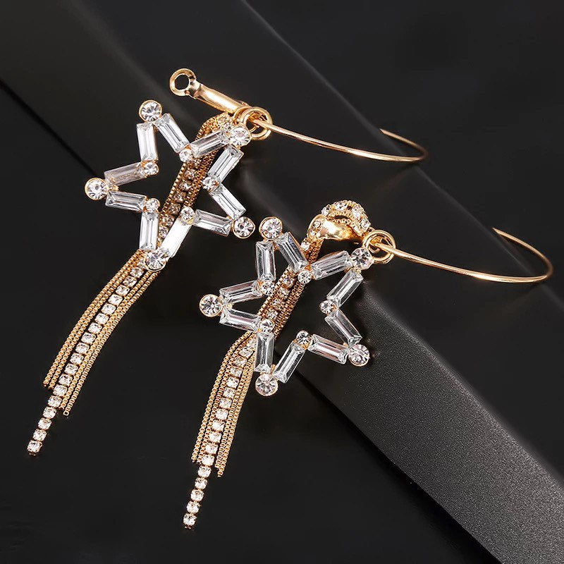 Shining Star Tassel Hoop Earring