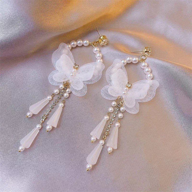 White Butterfly Dangle Earring