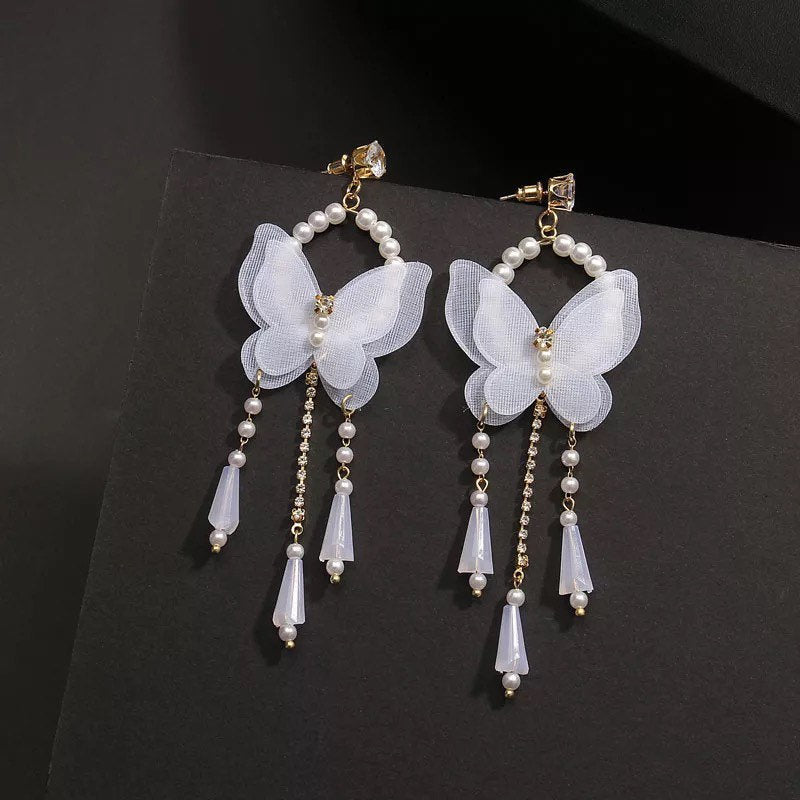 White Butterfly Dangle Earring