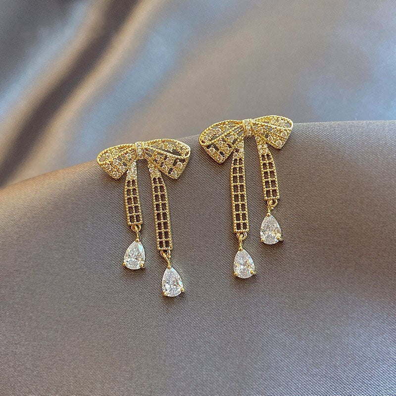 Delicate Crystal Bow Earring