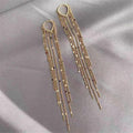 Long Tassel Tiny Coin Hoop Earring