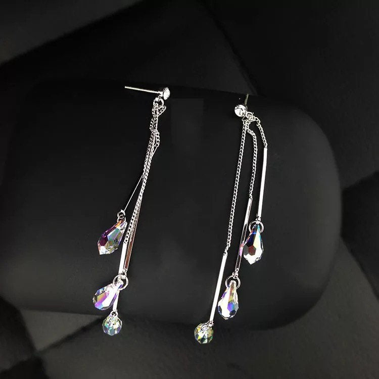 Crystal Teardrop Tassel Earring