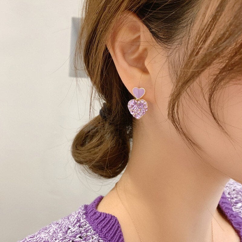 Purple Crystal Gemstone Earring