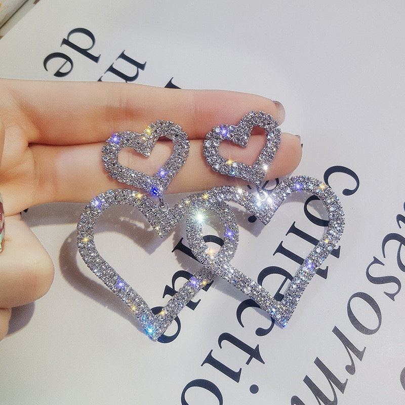 Crystal Heart Dangle Gemstone Earring