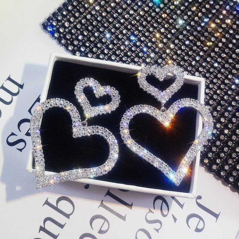 Crystal Heart Dangle Gemstone Earring