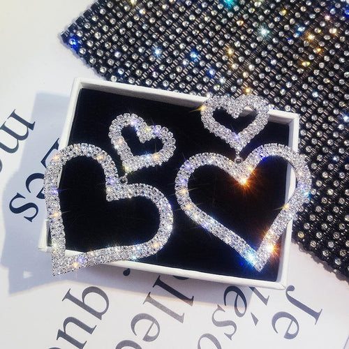 Crystal Heart Dangle Gemstone Earring