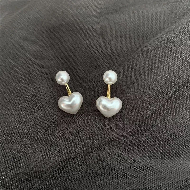 Pearly Heart Ear Jacket Earring