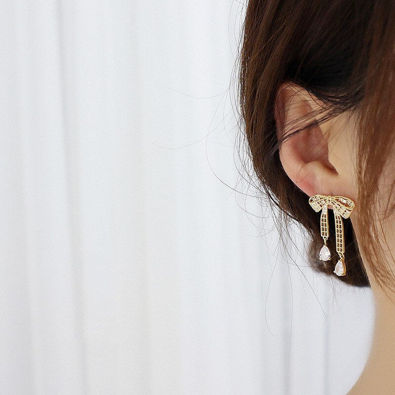 Delicate Crystal Bow Earring