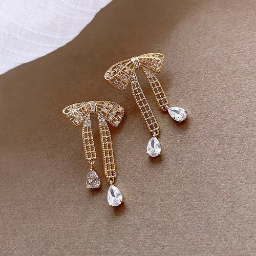Delicate Crystal Bow Earring