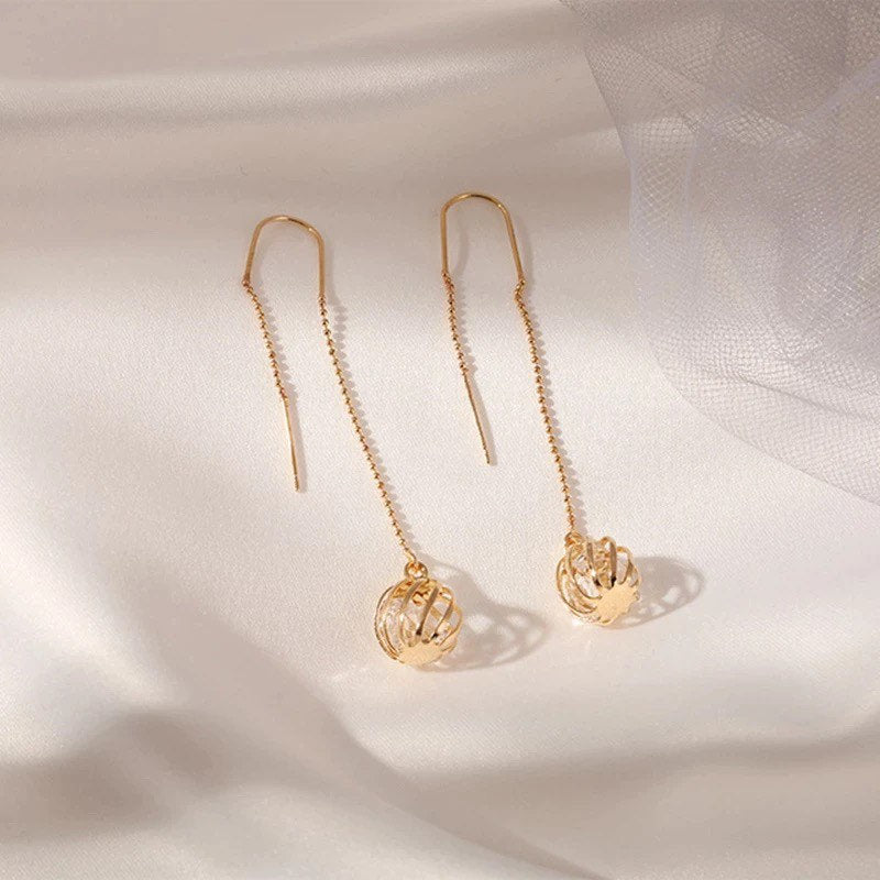Caged Crystal Threaded Dangle Earring
