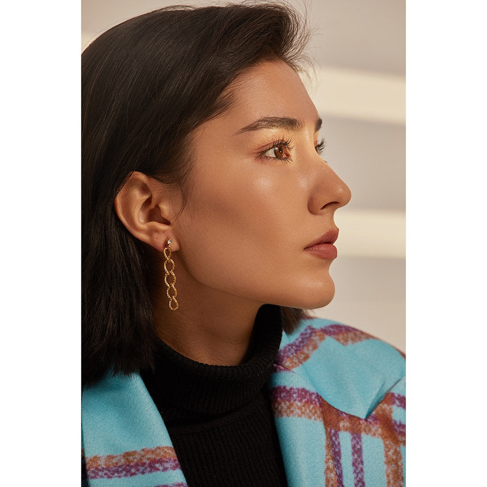 Twisted Cable Chain Silver Earring