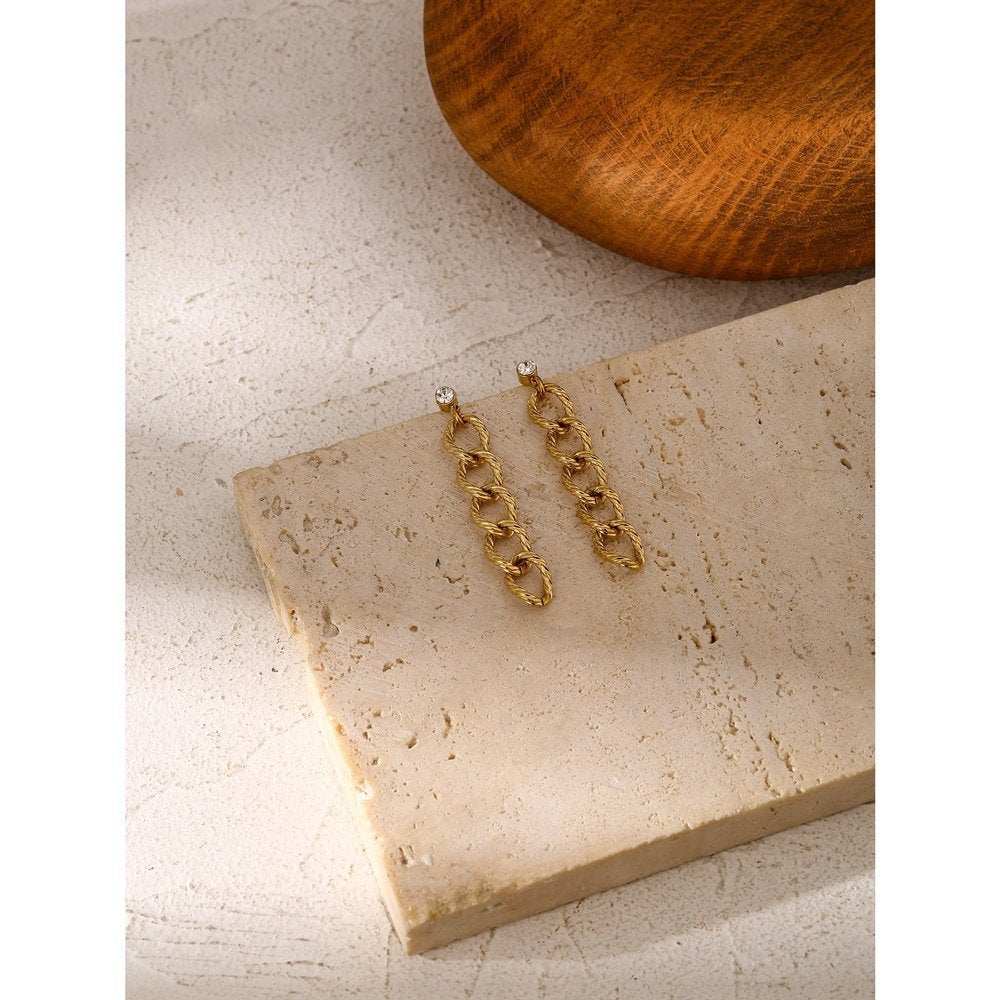 Twisted Cable Chain Silver Earring
