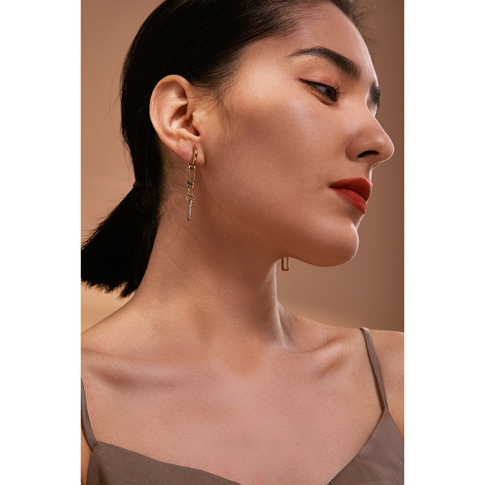 Link Chain Charm Hoop Earring