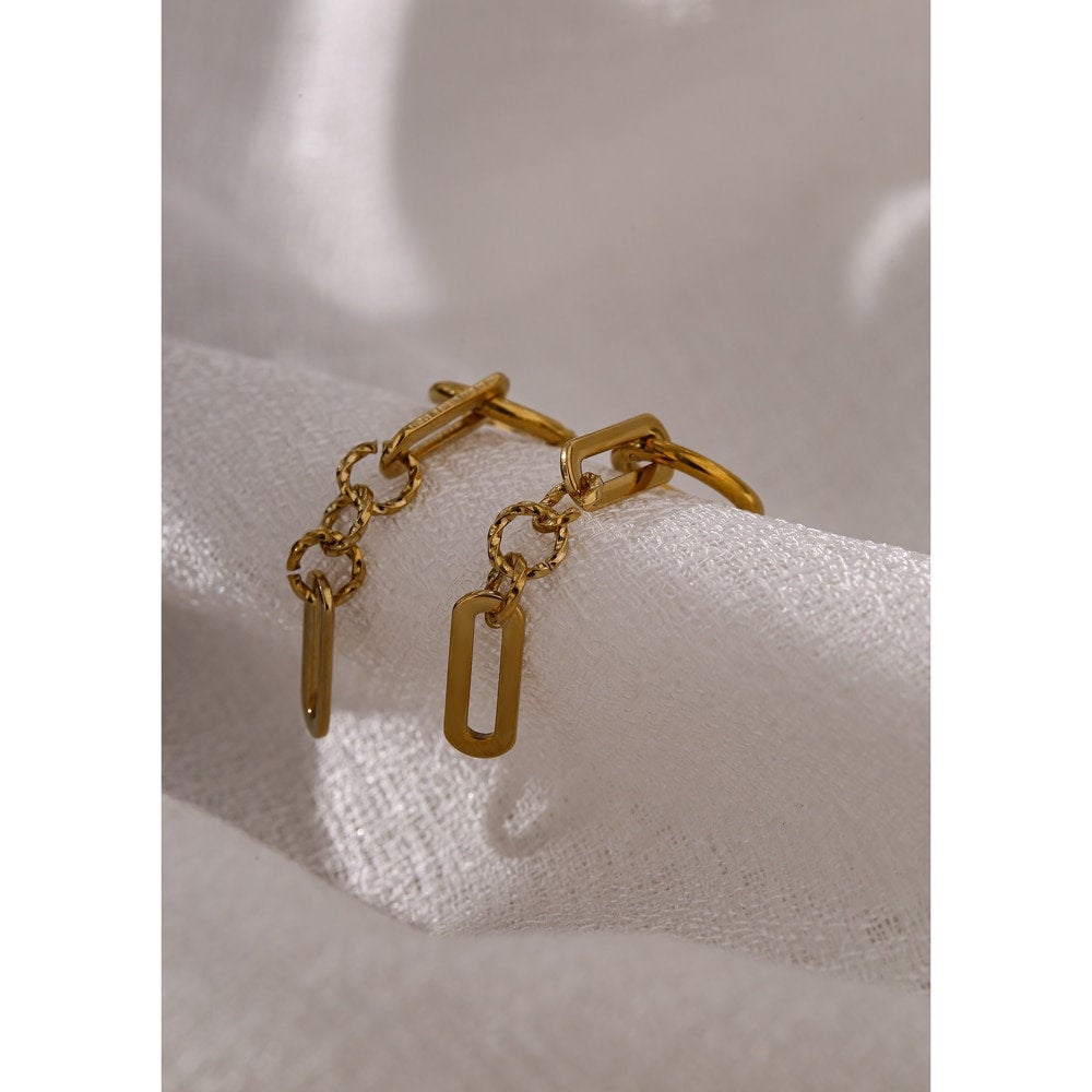 Link Chain Charm Hoop Earring