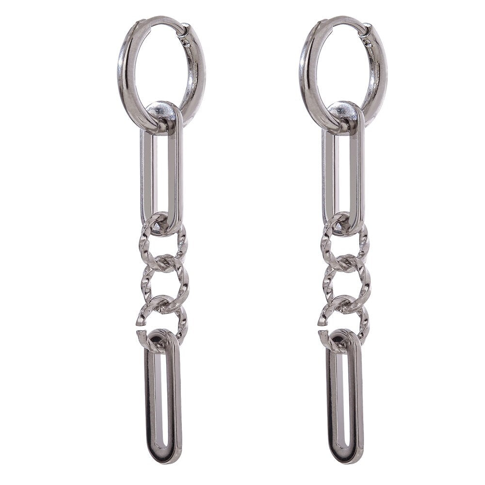 Link Chain Charm Hoop Earring