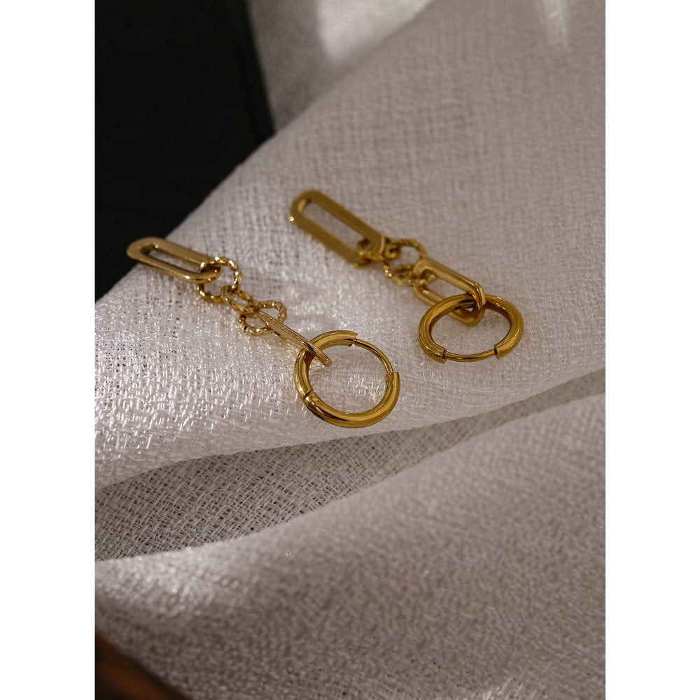 Link Chain Charm Hoop Earring
