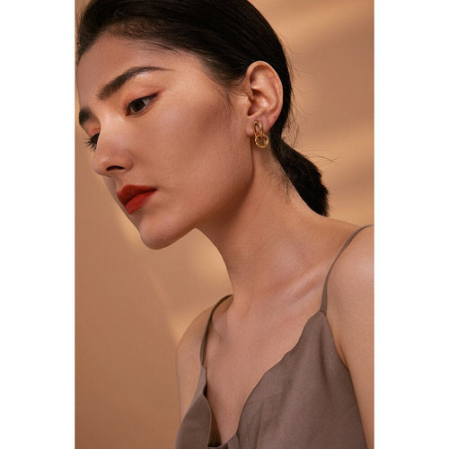 Irregular Buckle Leather Earring